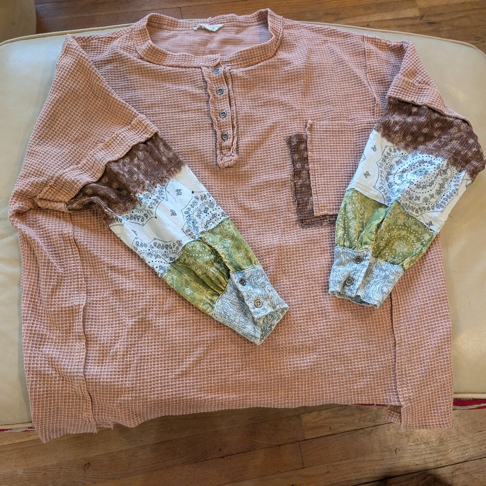 Oli & Hali Long Sleeve Patchwork Shirt - sz. M/L